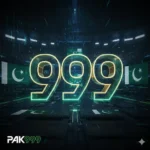 Futuristic 3D glowing 999 logo in emerald green and gold set in a high-tech gaming arena with Pakistani flag motifs.